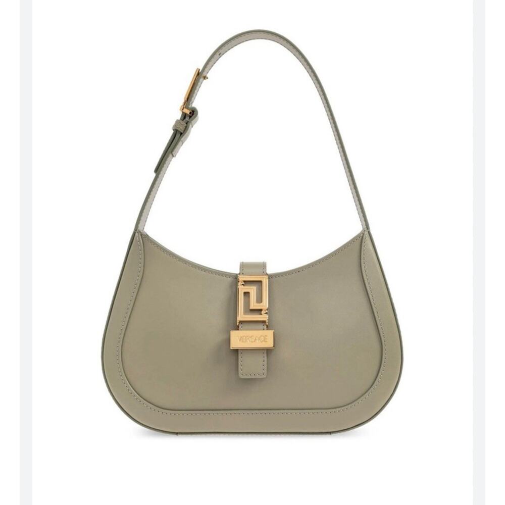 Versace Greca Goddess Shoulder Hobo Bag Leather Taupe -Versace Gold Women $1,525